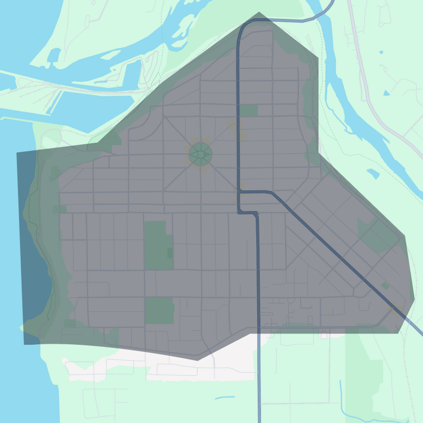Service area map of downtown Goderich